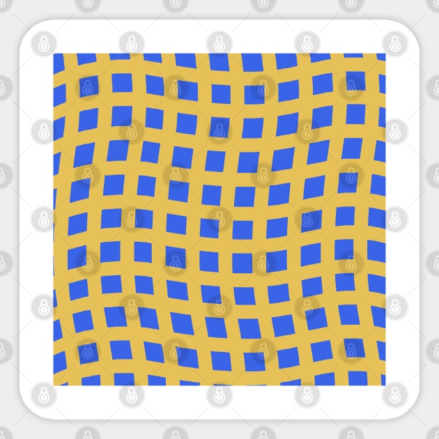 Curvy Grid Pattern (Blue and Yellow) Sticker by cecececececelia